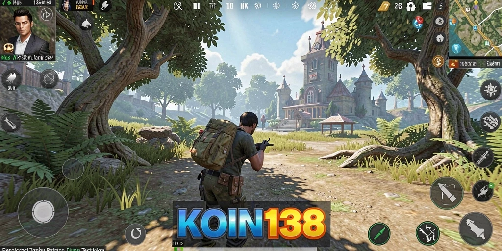 Tangkapan layar gameplay KOIN138 menampilkan eksplorasi dunia terbuka yang menakjubkan.