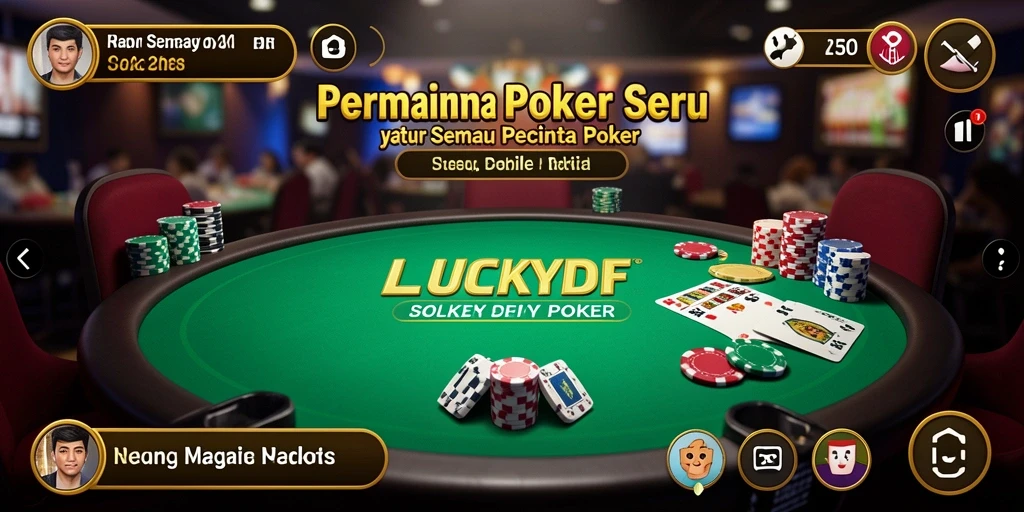 Tampilan gameplay seru dalam LUCKYDF dengan poker yang mendebarkan.