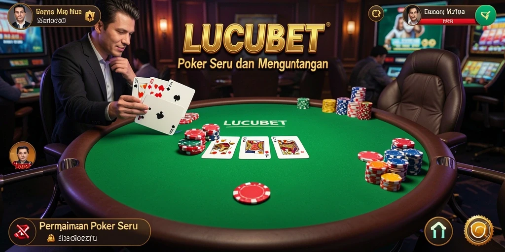 Skrinsut gameplay <strong>LUCUBET</strong> yang menampilkan suasana seru permainan Poker.
