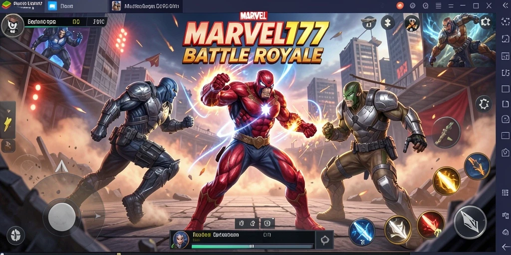 Tampilan gameplay pertarungan epik di MARVEL77.
