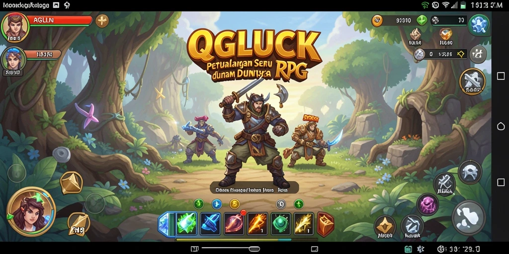 Tampilan gameplay mendebarkan dalam dunia RPG QGLUCK.