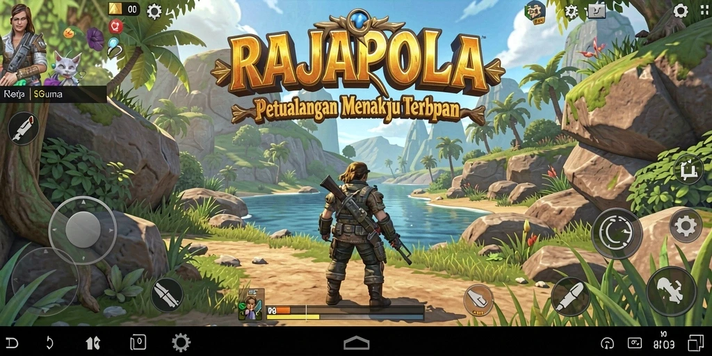Tangkapan layar gameplay RAJAPOLA yang menampilkan keajaiban dunia terbuka.