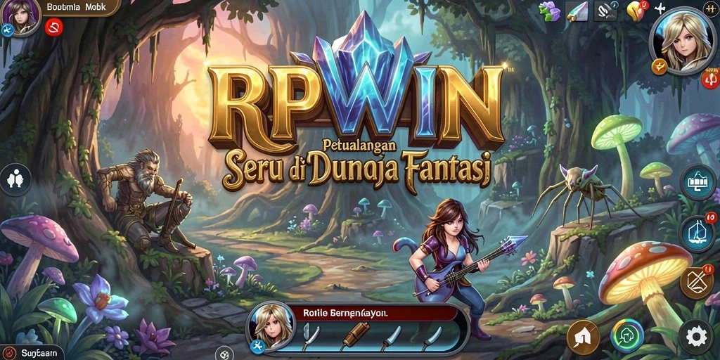 Screenshot utama RPWIN menampilkan gameplay penuh petualangan dan eksplorasi.