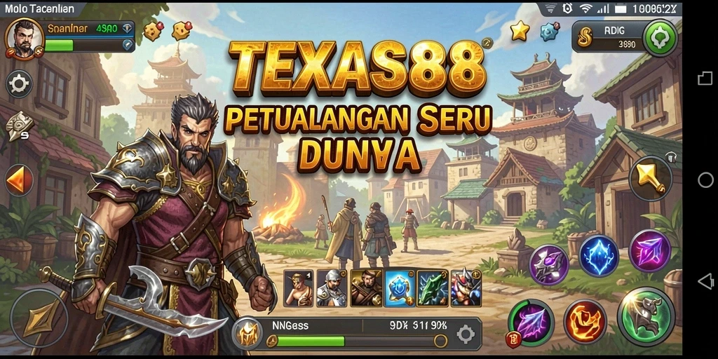Menampilkan gameplay seru dan interaksi karakter dalam TEXAS88.