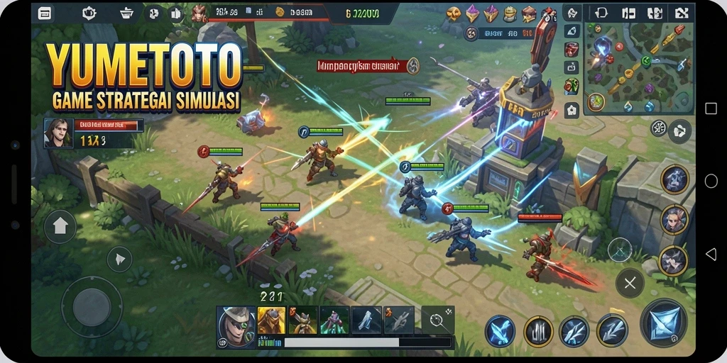 Tangkapan layar gameplay <strong>YUMETOTO</strong> yang menampilkan pembangunan kerajaan yang dinamis.